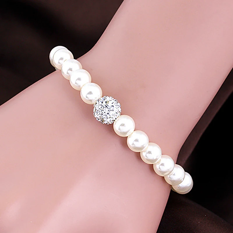 White Shell Faux Pearl Necklace Bracelet Earring Fashion Jewelry Set | Украшения и аксессуары