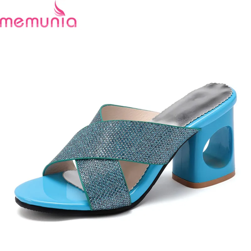 Женские сандалии MEMUNIA летние туфли на высоком квадратном каблуке с открытым