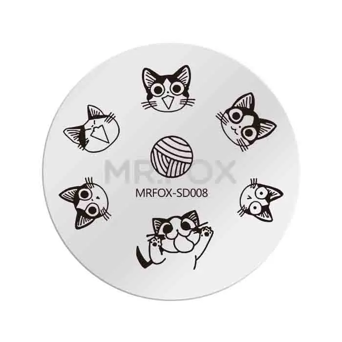 MRFOX-SD008 1 шт. 5,5 см круглый штамповочный лоток для дизайна ногтей Красота изображение передачи шаблоны печати ногтей воздушные инструменты - Цвет: MRFOX-SD008