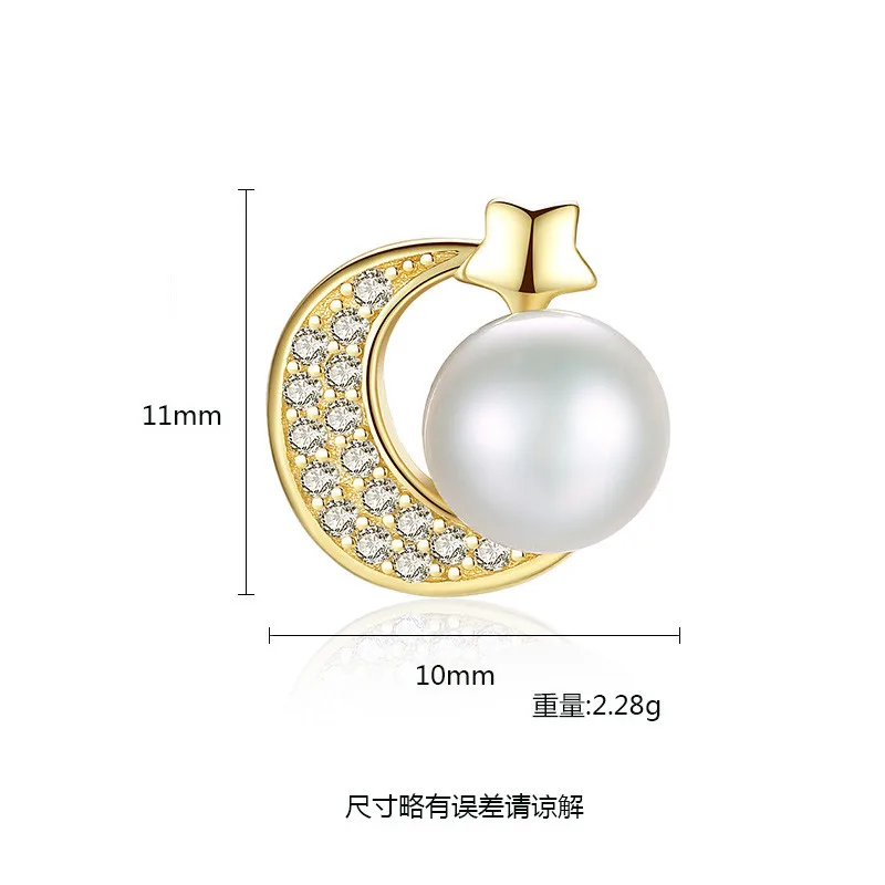 100% 925 Sterling Silver Natural Pearl Earrings for Women Business Star Moon Wedding | Украшения и аксессуары