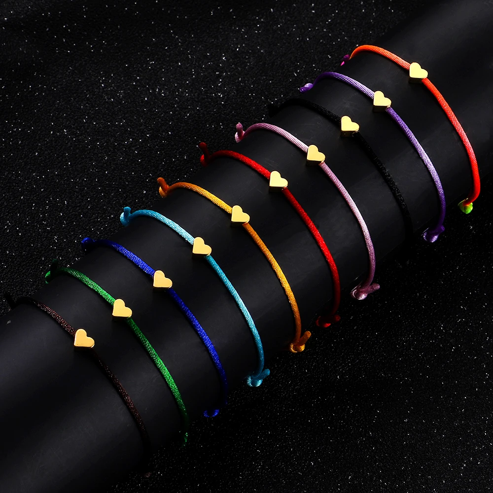 Простой: золото серебро цветной браслет в форме сердца для женщин влюбленных