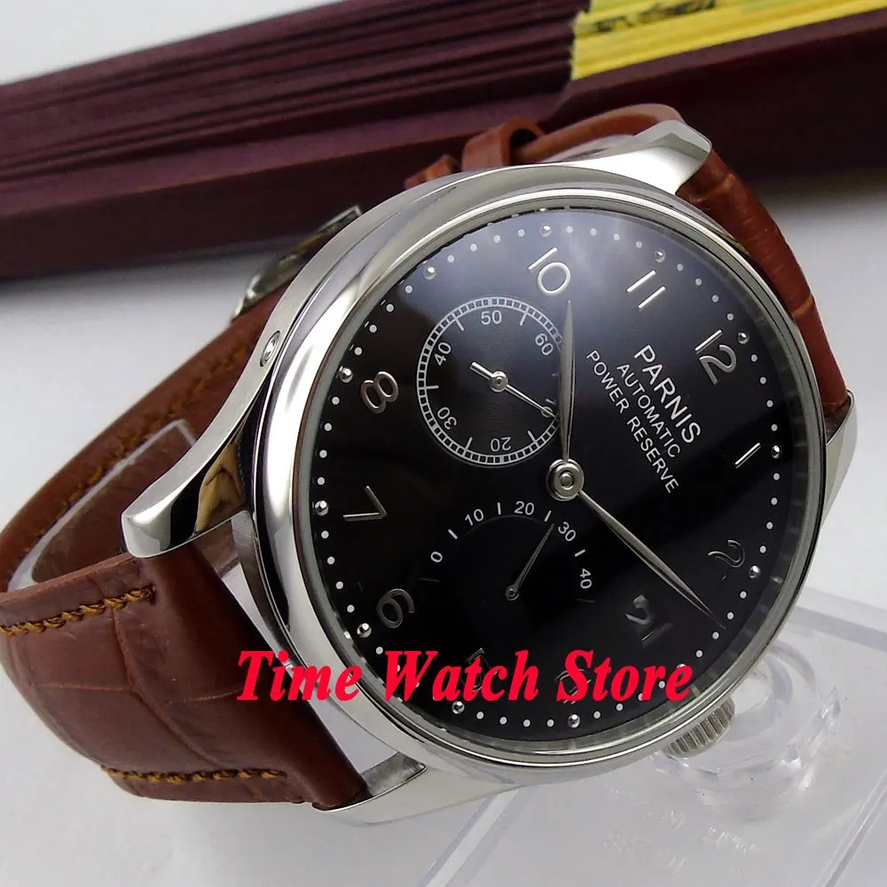 Мужские часы Parnis автоматические водонепроницаемые с черным циферблатом