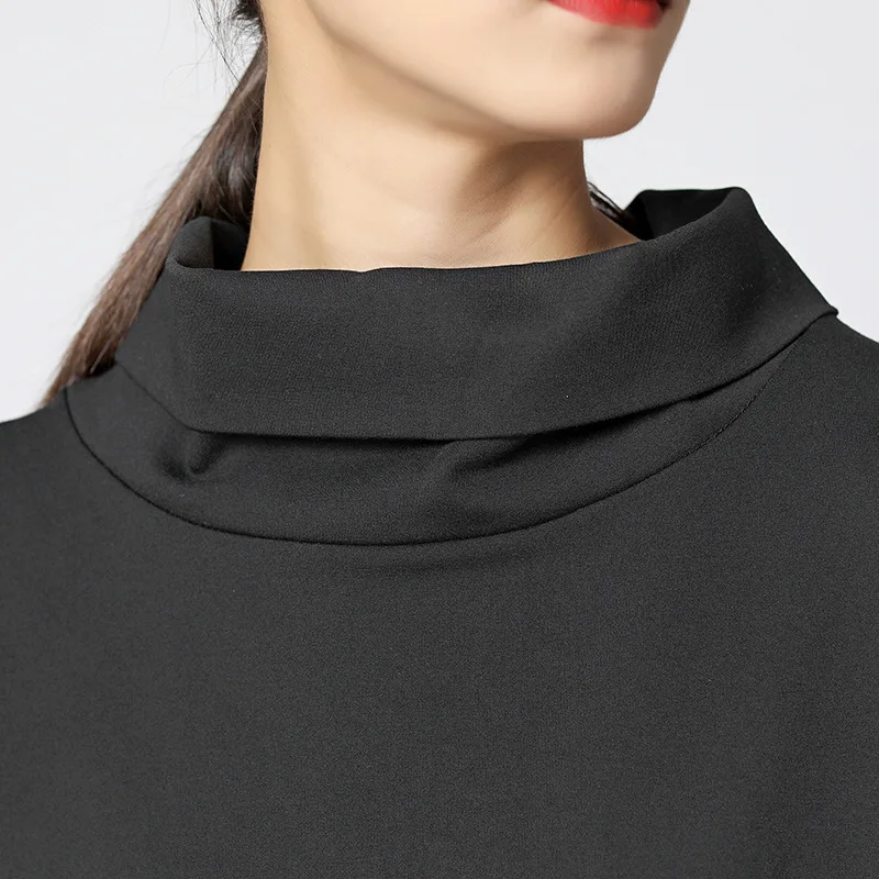 TWOTWINSTYLE Turtleneck Casual Dress Female Lace up Batwing Sleeve Patchwork Dresses Women Clothing Big Sizes 2018 Spring New | Женская