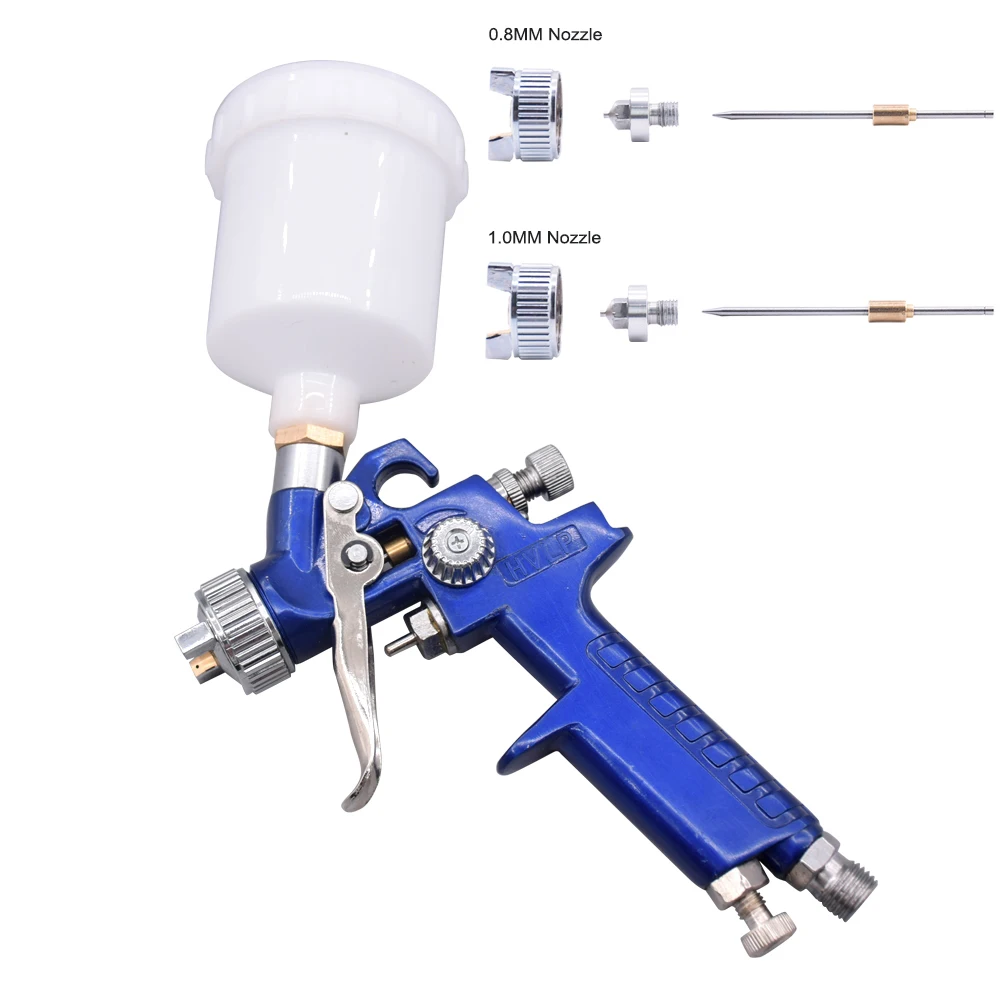 H-2000 Airbrush HVLP Spray Gun with 0.8mm 1.0mm Steel Nozzle Cars Painting Furnitures Painting Kit Car Auto Repair Tool DIY