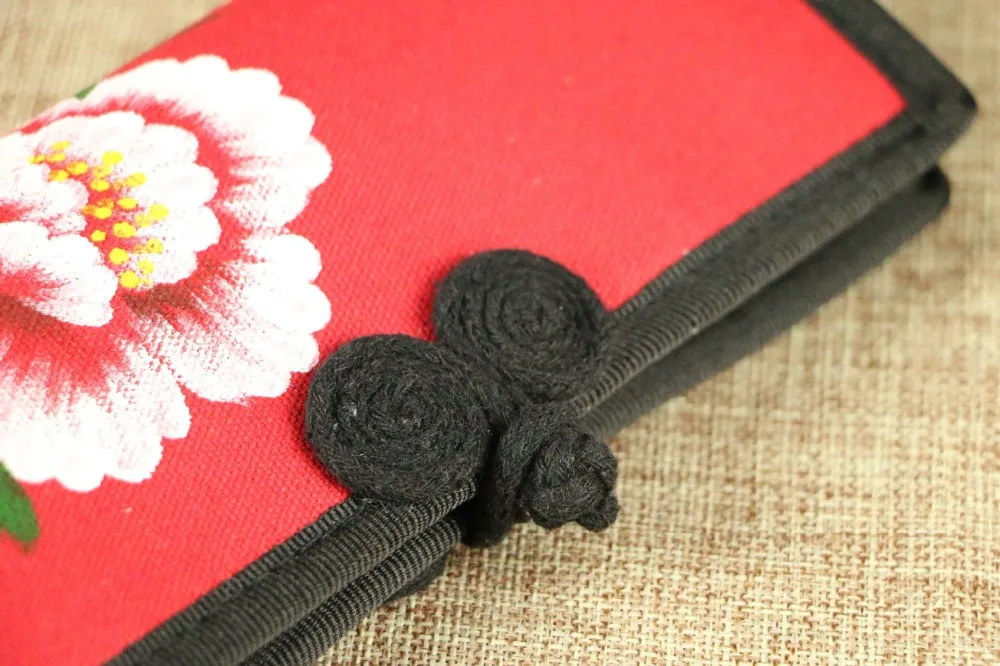 Ручная роспись особенности Китайский ветер пион цветок дизайн складной кошелек