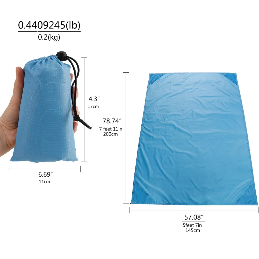 Camping Mat Ultralight Pocket Footprint Waterproof Picnic Beach Blanket Camping Outdoor Tent Tarp Multifunctional