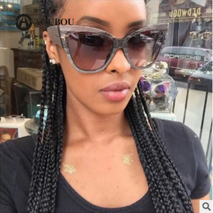 Деревянные солнцезащитные очки для женщин 2019 индивидуальные серые кошачий глаз