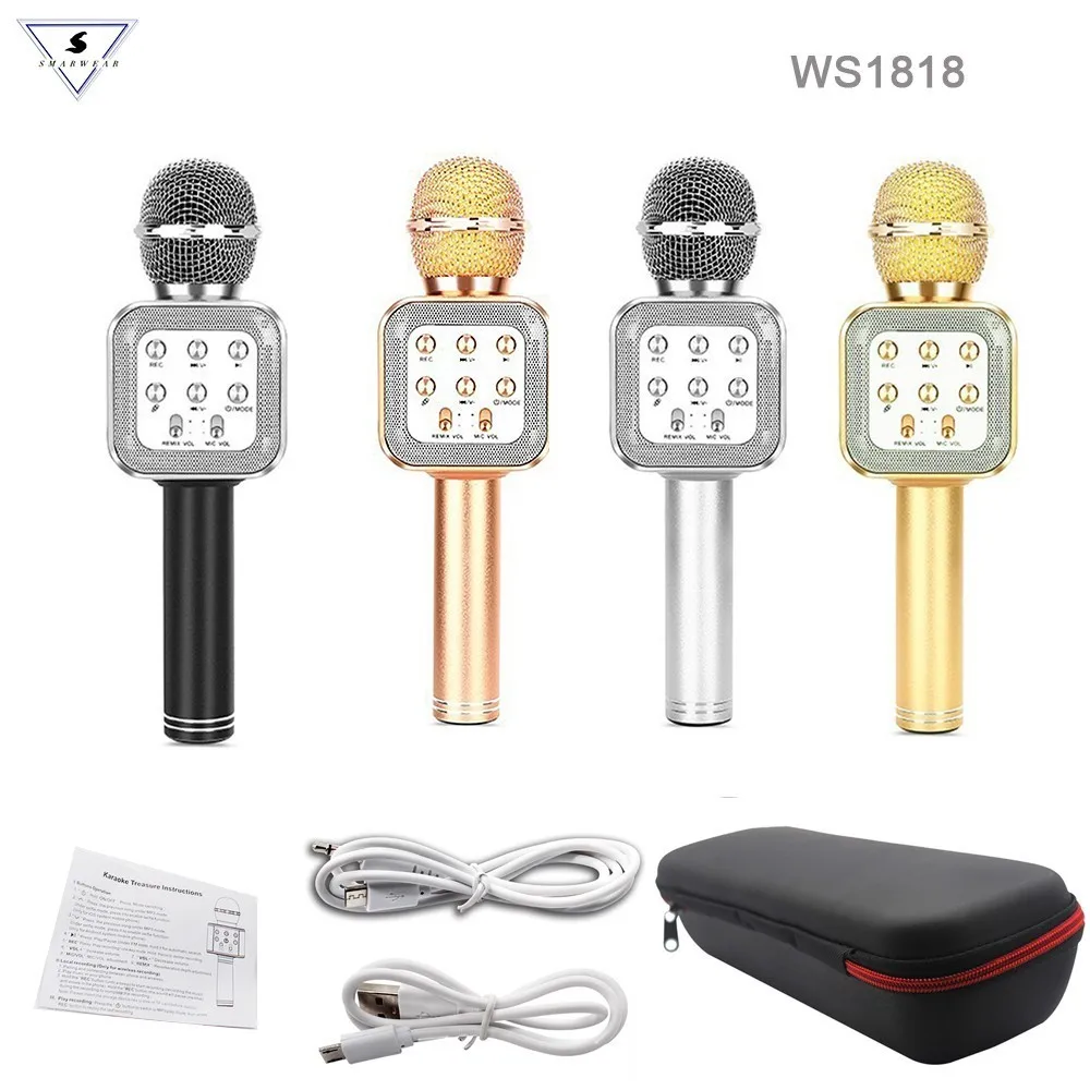 Random mic box WS-1818 беспроводной Bluetooth ручной микрофон динамик с коробкой светодиодные микрофоны для онлайн классной комнаты учителя VIPkids детей - Цвет: Random mic box