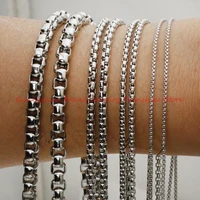fashion 1mm2mm3mm4mm5mm7mm 316l stainless steel silver color box rolo chain necklace men women jewelry 16 40 whoelsale
