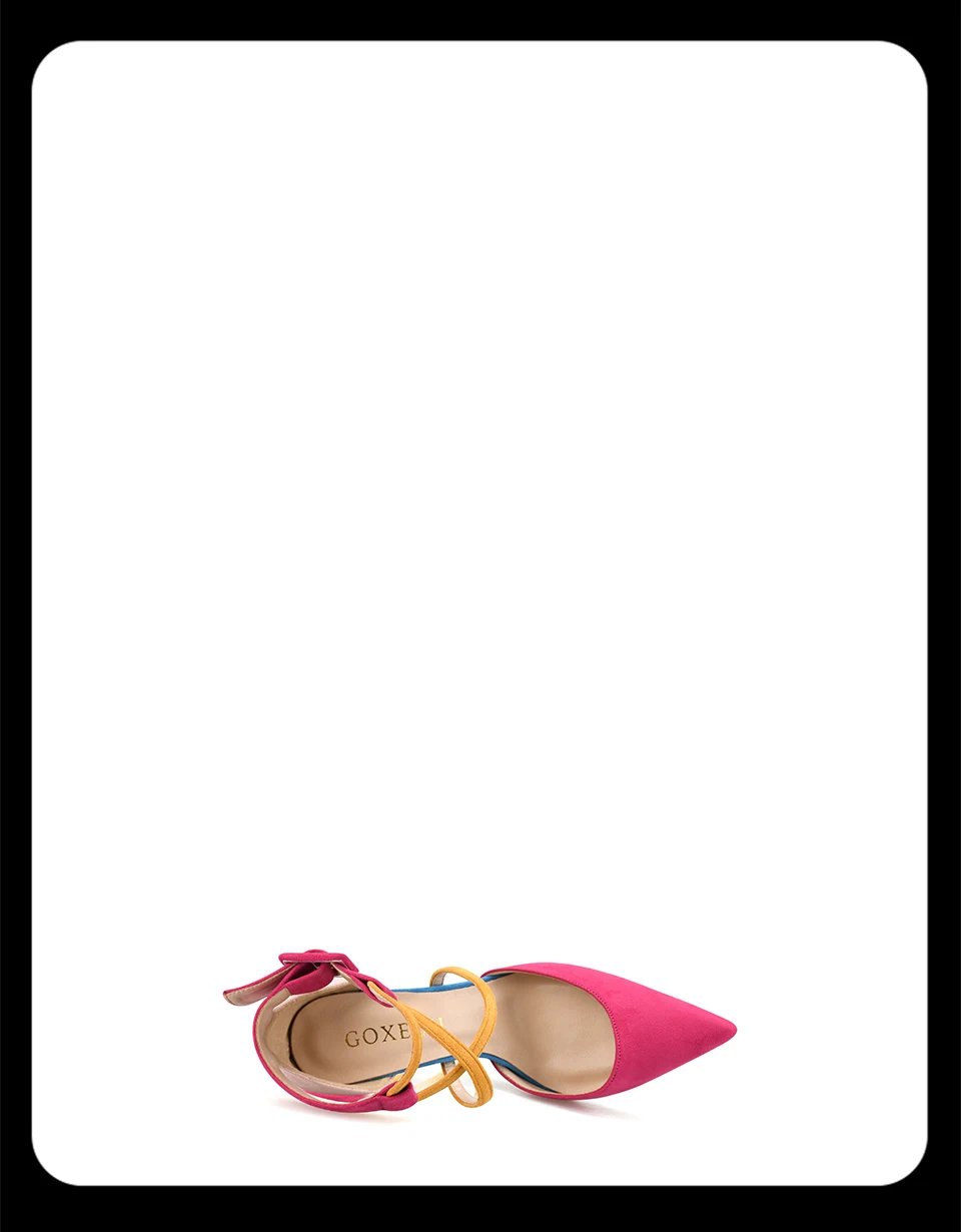 GOXEOU/ г.; женская обувь; size32-46 на тонком высоком каблуке; пикантные туфли из флока с острым носком; свадебные офисные разноцветные туфли ручной работы;
