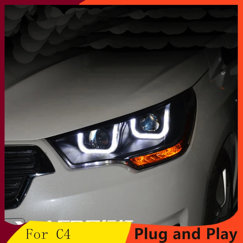 Ar Styling для Citroen C4 фары 13 16 светодиодный комплект фар DRL линзы с двойным лучом
