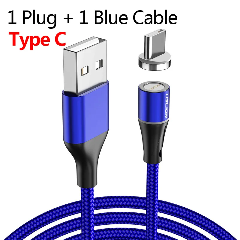 USLION Micro USB кабель магнитное зарядное устройство для iPhone X 8 7 type C Быстрая зарядка магнит зарядное устройство провод для samsung Xiaomi huawei шнур - Цвет: Type C Blue