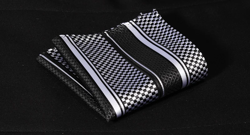 Карманный квадратный классический бантик BS414LS черный белый в полоску с бантом