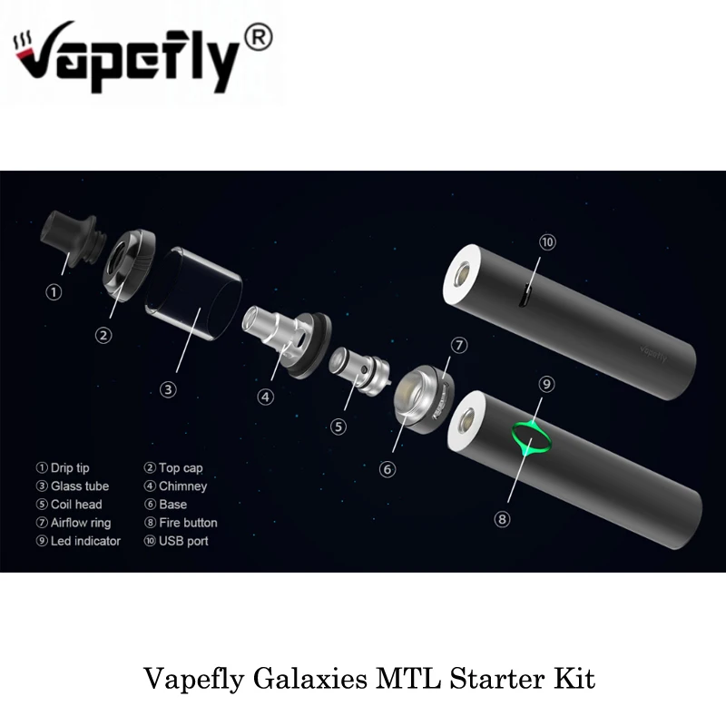 Электронные сигареты Vapefly Galaxy MTL стартовый комплект 1400 мАч 1 8 мл 30 Вт галактики
