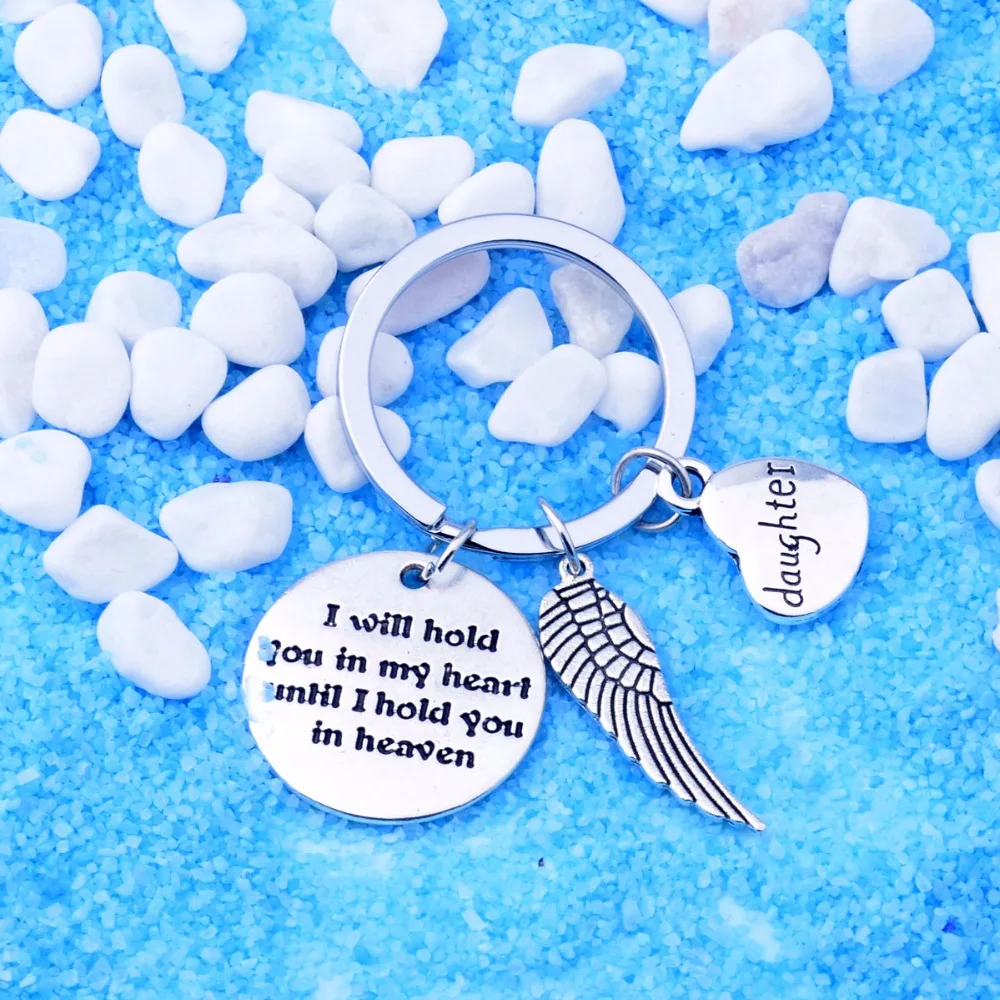 12PC/Lot Wing Heart Daughters Keychain Gift For Family Daughter I Will Hold You In My Keyring Women Girl Jewelry Key Chain | Украшения и