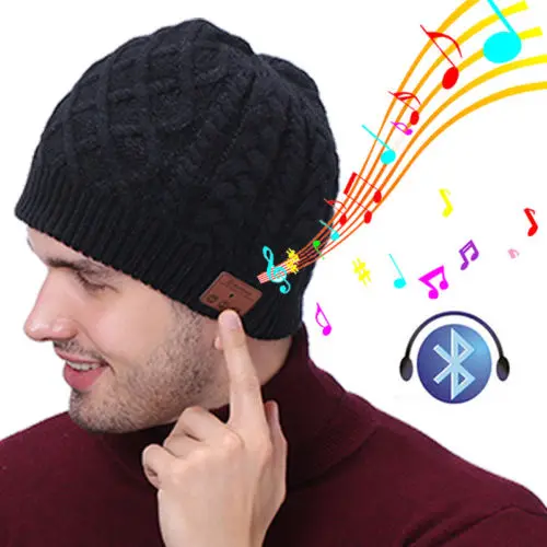2018 Новая зимняя обувь шерстяные стельки вязать теплые шапочки Bluetooth Hat