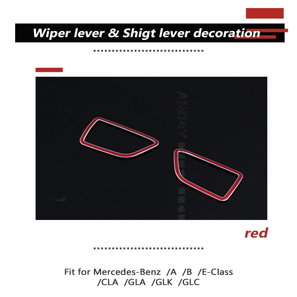 2pcs Red Авто AMG наклейки для Mercedes W212 W213 W176 W246 C117 X253 A B E GLA GLK CLA GLC рычаг стеклоочистителя переключения рамы аксессуары - Название цвета: 2pcs Red