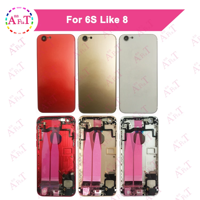 Для IPhone 6 S как 8 задняя средняя рама шасси полный 6splus стиль 8plus корпус сборка Крышка батарейного отсека Дверь задняя с гибким кабелем
