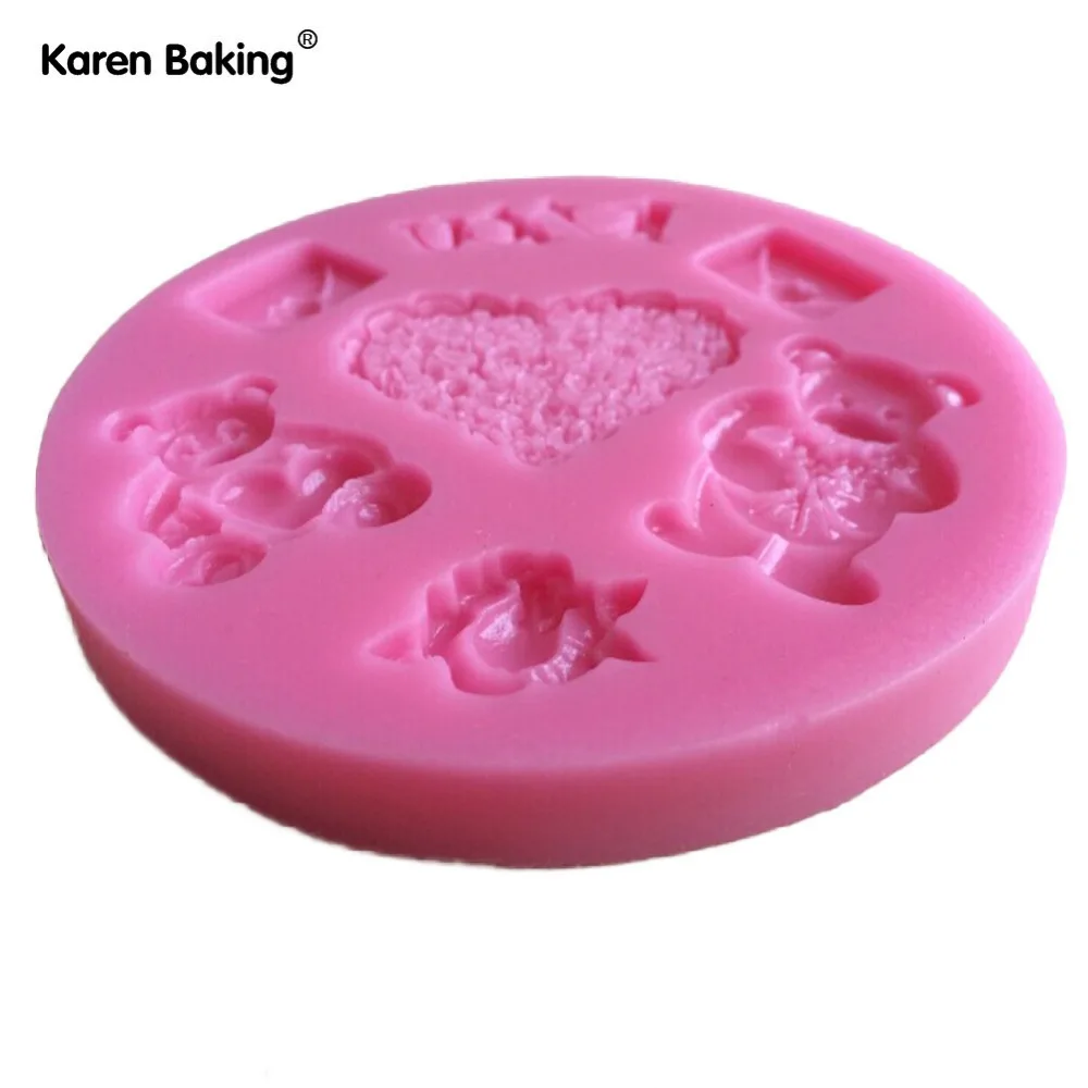 Медведь Валентина Любовник Сердце Силиконовые формы для помадки на торт мыло