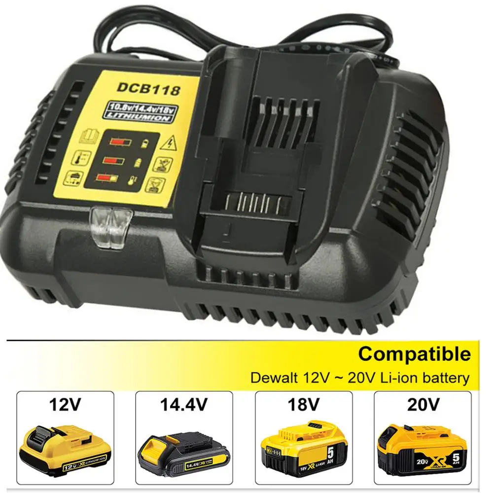 Новейшее литий-ионное зарядное устройство для Dewalt 10,8 V 12V 14,4 V 18V 20V DCB118 DCB105 DCB101 DCD780 батарея Разъем ЕС
