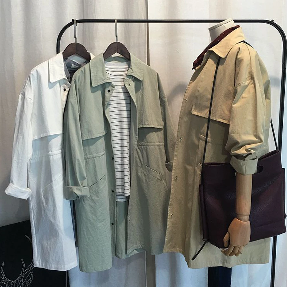 2017 Осень Новый оверсайз женский длинный корейский Тренч свободный большой