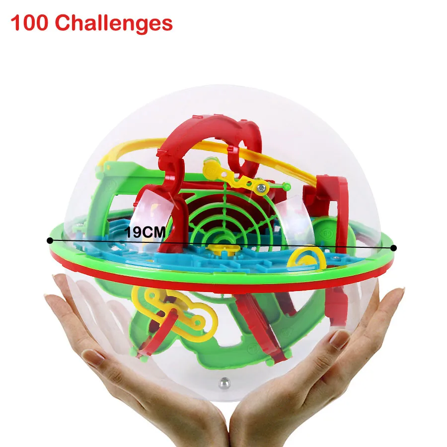 100 Challenges BIG 3D головоломка волшебный Perplexus лабиринт интерактивная игра Лабиринт, 99-299 вызовы IQ баланс Развивающие игрушки для детей и взрослых - Цвет: 100 Challenges BIG