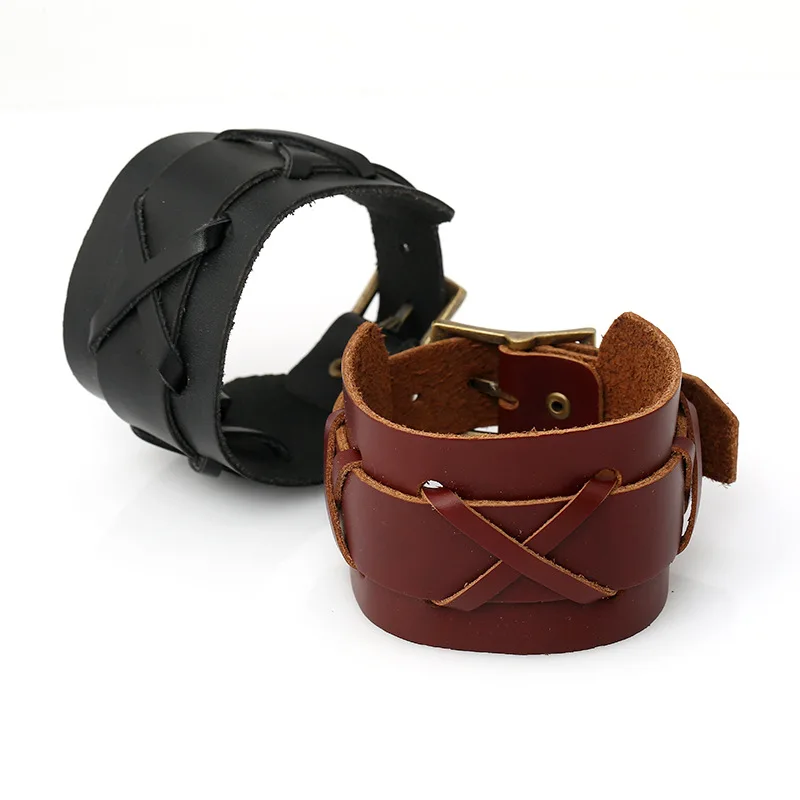 Оптовая продажа Прямая поставка мужской браслет кожаный панк Байкерский