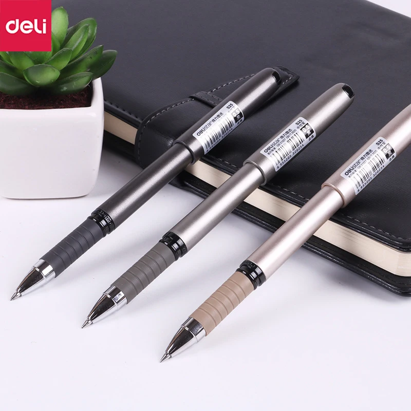 

3PCS/LOT Deli S25 black gel pen student pen office business pen 0.5mm bullet head writing pen wholesale