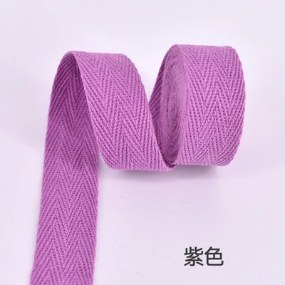 Purple Заводская цена елочка/хлопчатобумажная лента с саржевым переплетением/хлопчатобумажная тесьма/косой привязки ленты для DIY мешок, ремесленные проекты ширина 25 мм 50Yd/рулон - Цвет: Purple