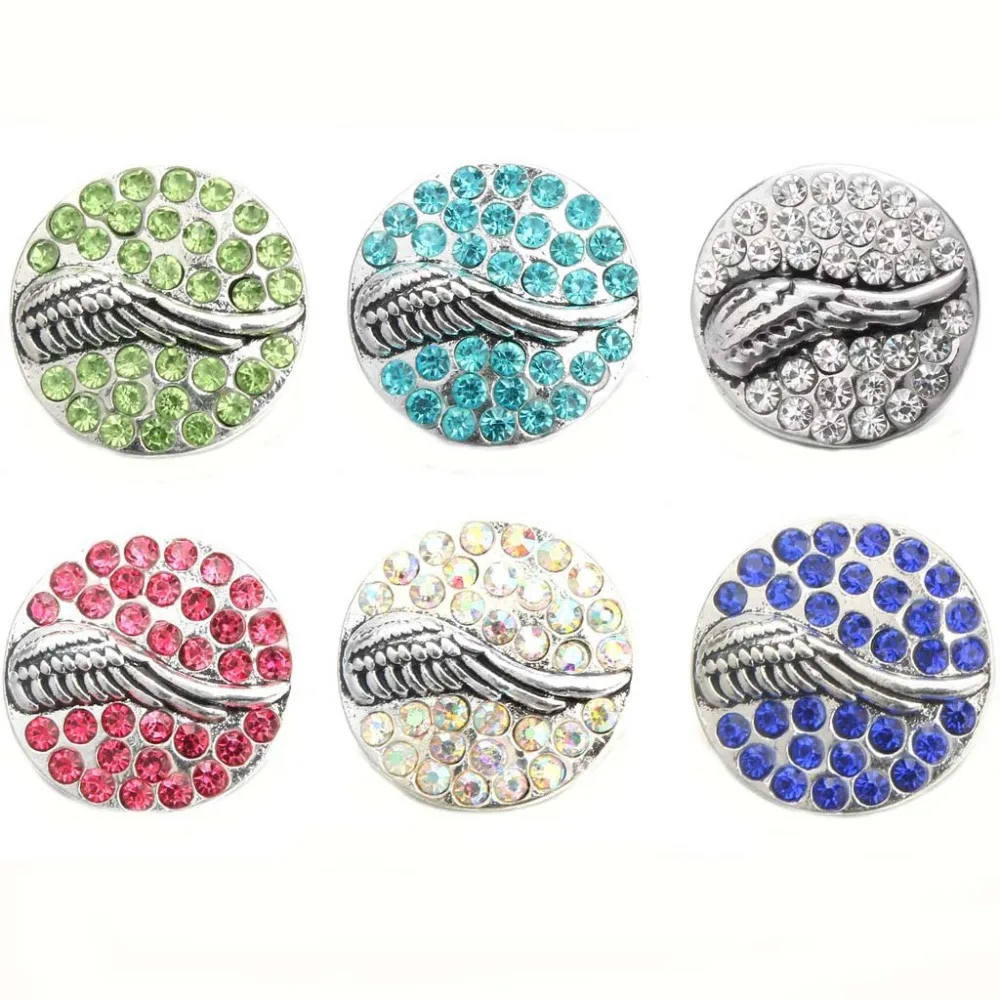 

10pcs/lot New Jewelry Angel Wings 18mm Snap Button fit Ginger Snap Bracelets Bangles Women Snaps Jewelry