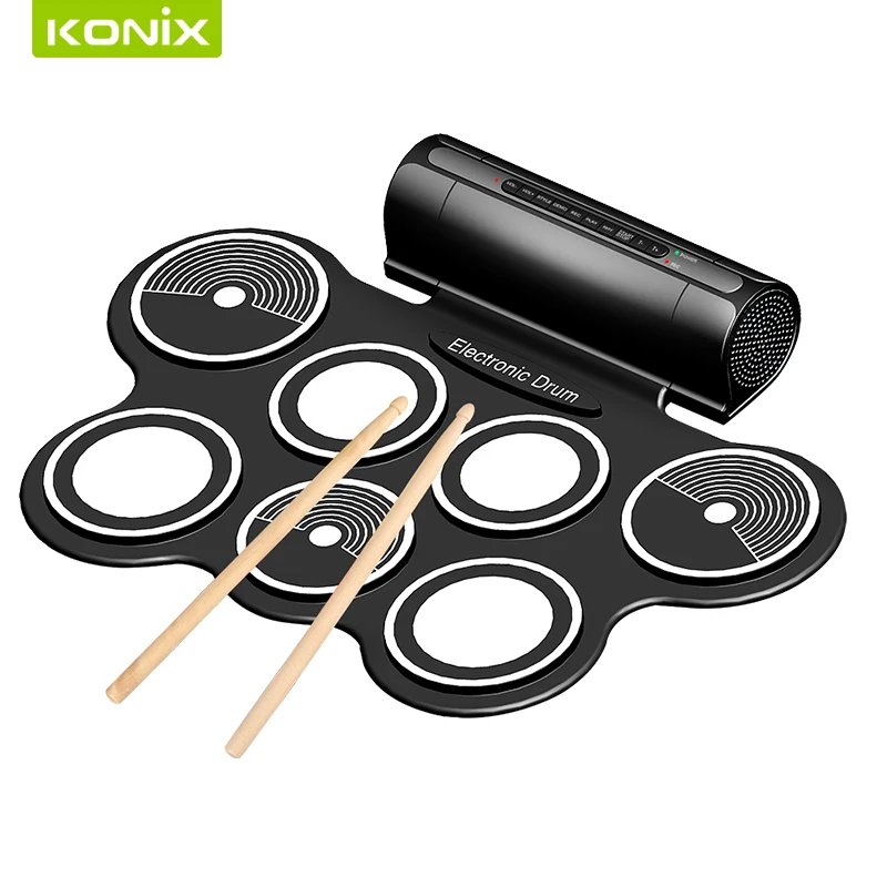 

2017 new year gift Digital Kids USB portable foldable Roll-up electronic drum kit set