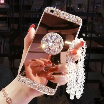 Phone Case For IPhone 11Pro Max X XS XR 6 6S 7 8 Plus Luxury Glaring Sparkle Bling Diamond Stand Soft Mirror Anti-Fall Cover |