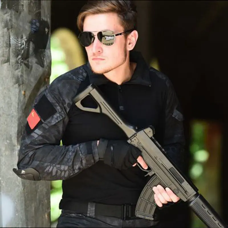 2 Python Skin Black Охотничья одежда Тактический Камуфляжный костюм снайпера Военная Униформа охотничья одежда страйкбол боевой лесной рубашка+ брюки - Цвет: 2 Python Skin Black