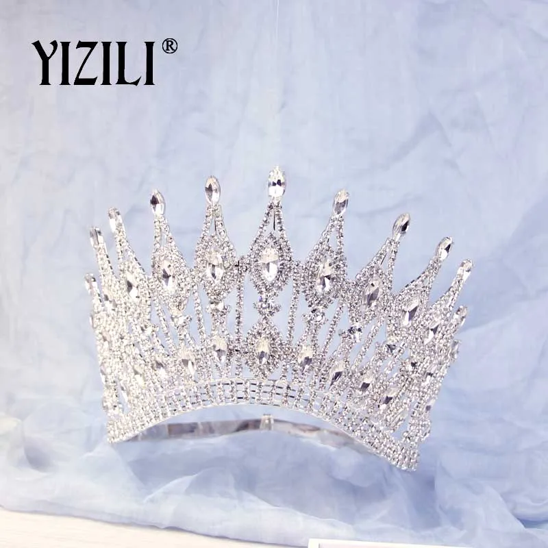 Новая Роскошная большая свадебная корона YIZILI Стразы Великолепная