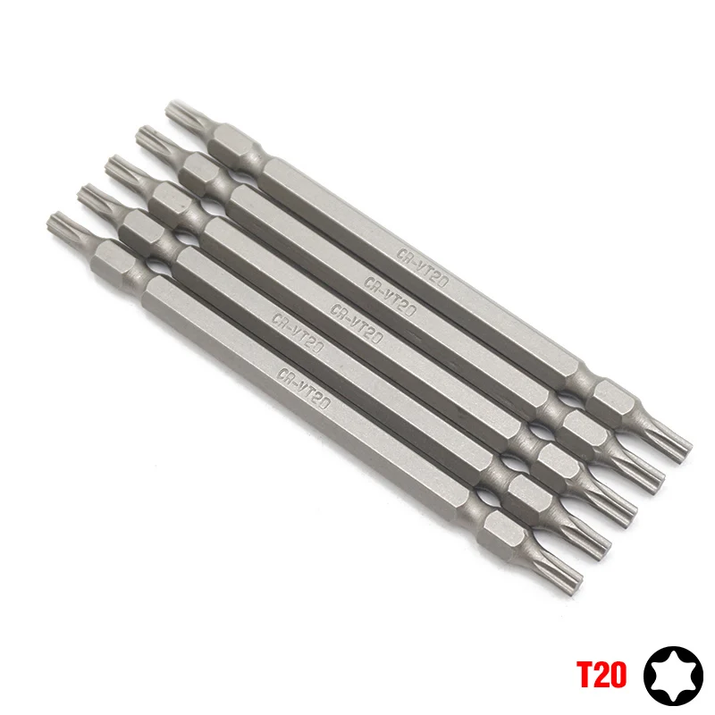 5pcs T20 5 шт. 110 мм Экстра длинный набор сверл Trox T15 T20 1/4 дюймов 6,35 мм двухсторонний хром-ванадиевая сталь в форме звезды отвертки биты - Цвет: 5pcs T20