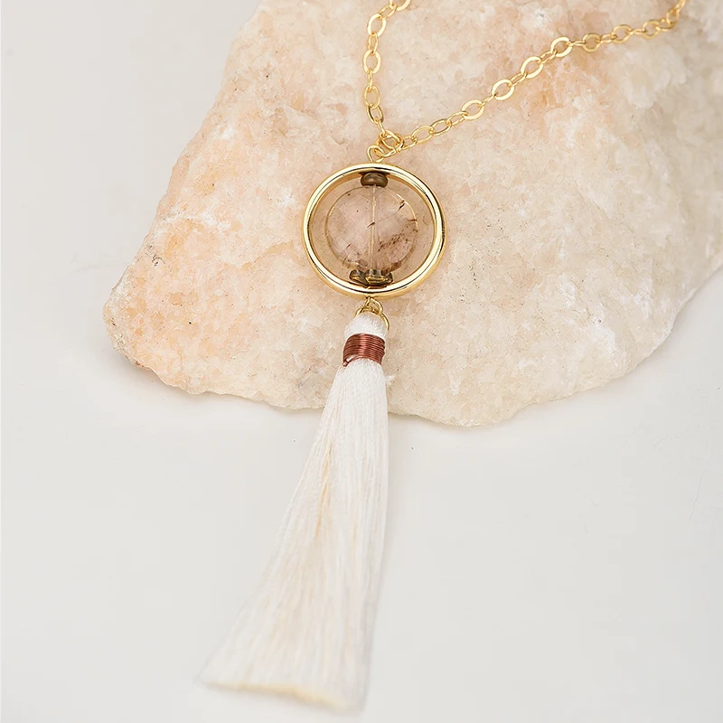 Ожерелье женское из цинкового сплава с натуральным камнем подвеска кисточками