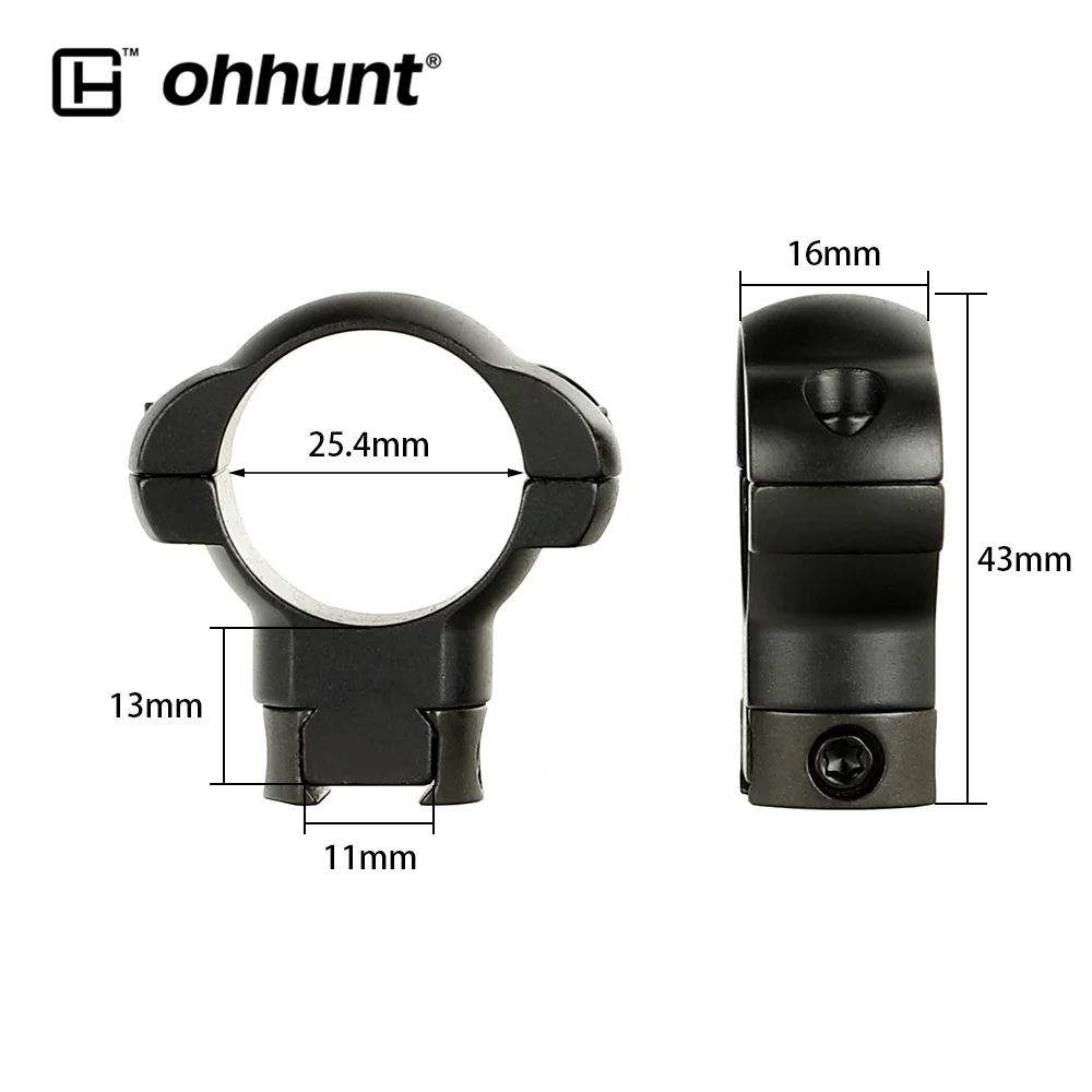25.4mm High Profile Ohhunt 25,4 мм или 30 мм диаметр стальной охотничий прицел кольца крепление низкий средний высокий профиль 11 мм 3/8 ласточкин хвост. 22 Airgun - Цвет: 25.4mm High Profile