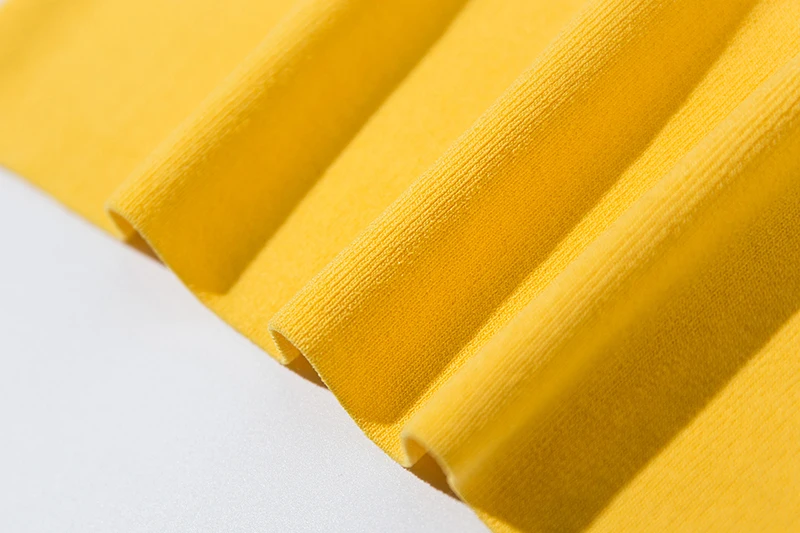 Elegant Women's New Three Quarter Sleeves Flared Sleeve Slim Knit Blouse Solid Yellow Tops C303 |