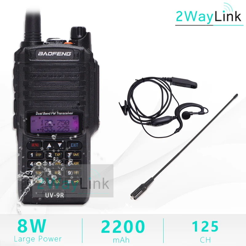 UV-9R плюс антенна Baofeng 8 Вт 10 км Водонепроницаемый IP67 иди и болтай Walkie Talkie “иди и 10 км УФ 9R UV-XR GT-3WP UV-5S UV-5R WP BF-A58 T57 T-57 - Цвет: Add 771 and Headset