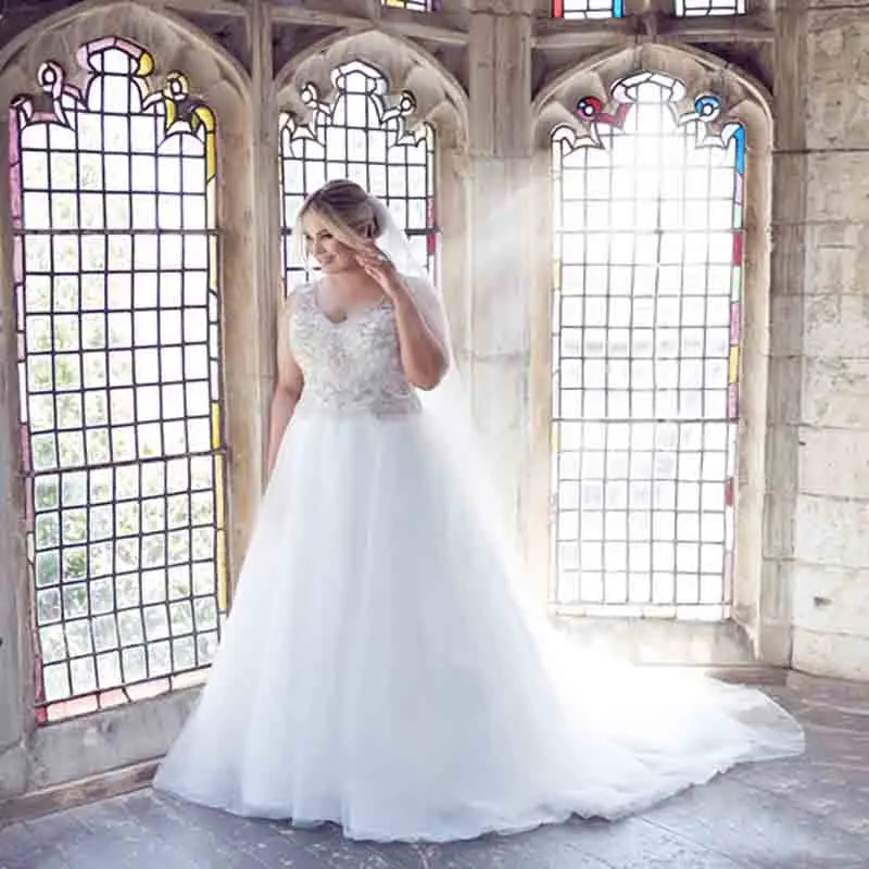 2016 Новый Дизайн Плюс Размер-Линии Свадебное Платье Свадебные Платья V-образным