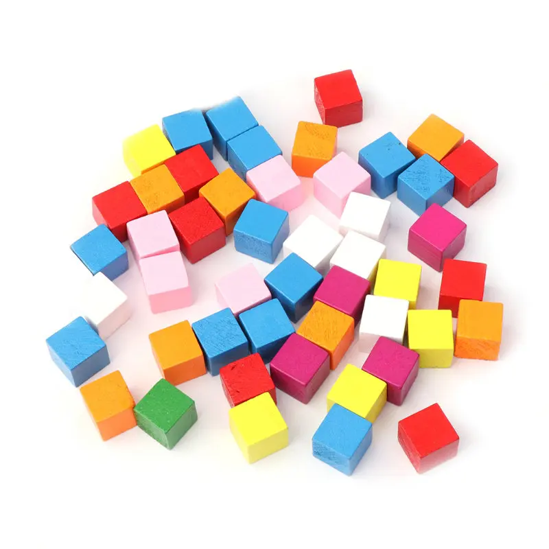 15mm-50pcs 1 мешок красочные деревянные кубики Квадратные блоки ремесло украшения DIY - Цвет: 15mm-50pcs