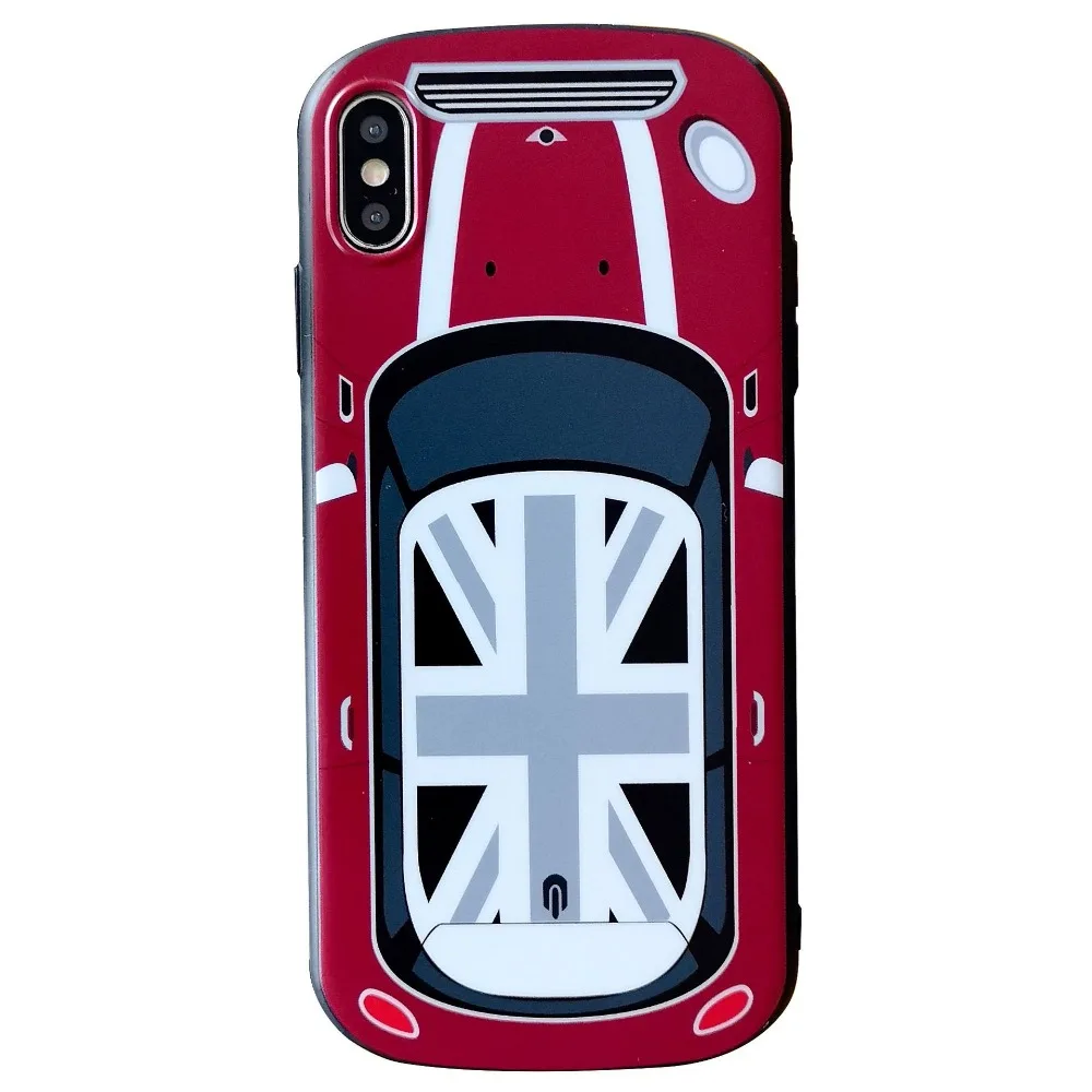 Luxury New Car Soft silicon Cover For iPhone XR XS Max X Cute UK National flag MINI phone Case 6 6S 7 8 Plus coque |