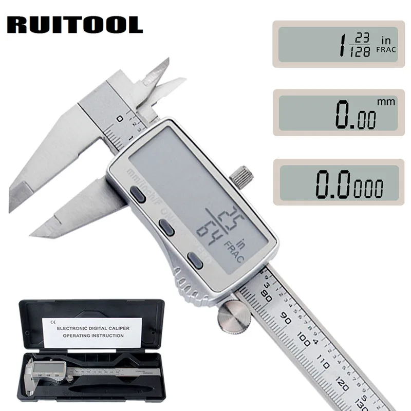 Цифровой штангенциркуль RUITOOL 0 150 мм метрический/дюймовый/фракционный