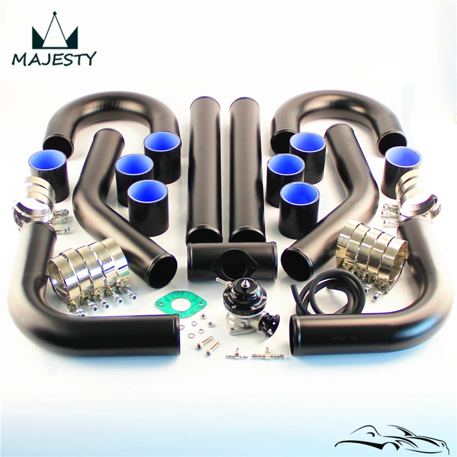 

2.36" 60mm Universal Intercooler Pipe Piping Kit 8PCS + BOV Turbo Blow Off Valve Kit Black
