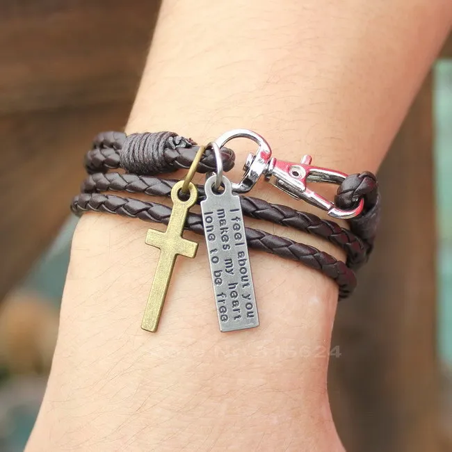 Новинка 2017 модный кожаный браслет с застежкой и узором в виде ключа популярный
