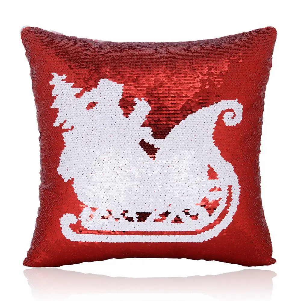 Рождественский стиль наволочка с блестками Волшебная 40х40см меняющая цвет