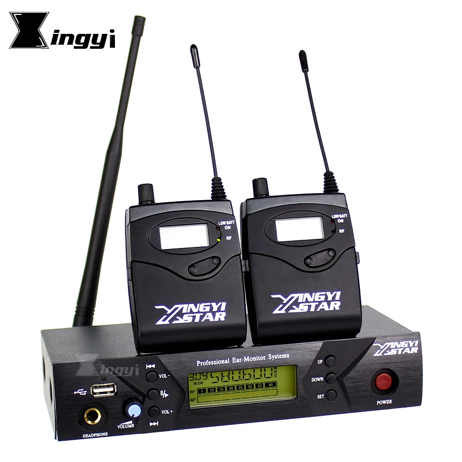 

Professional Stage Studio In Ear Monitor UHF Wireless System Two Bodypack Receivers & One USB Transmitter Monitoring in Earphone