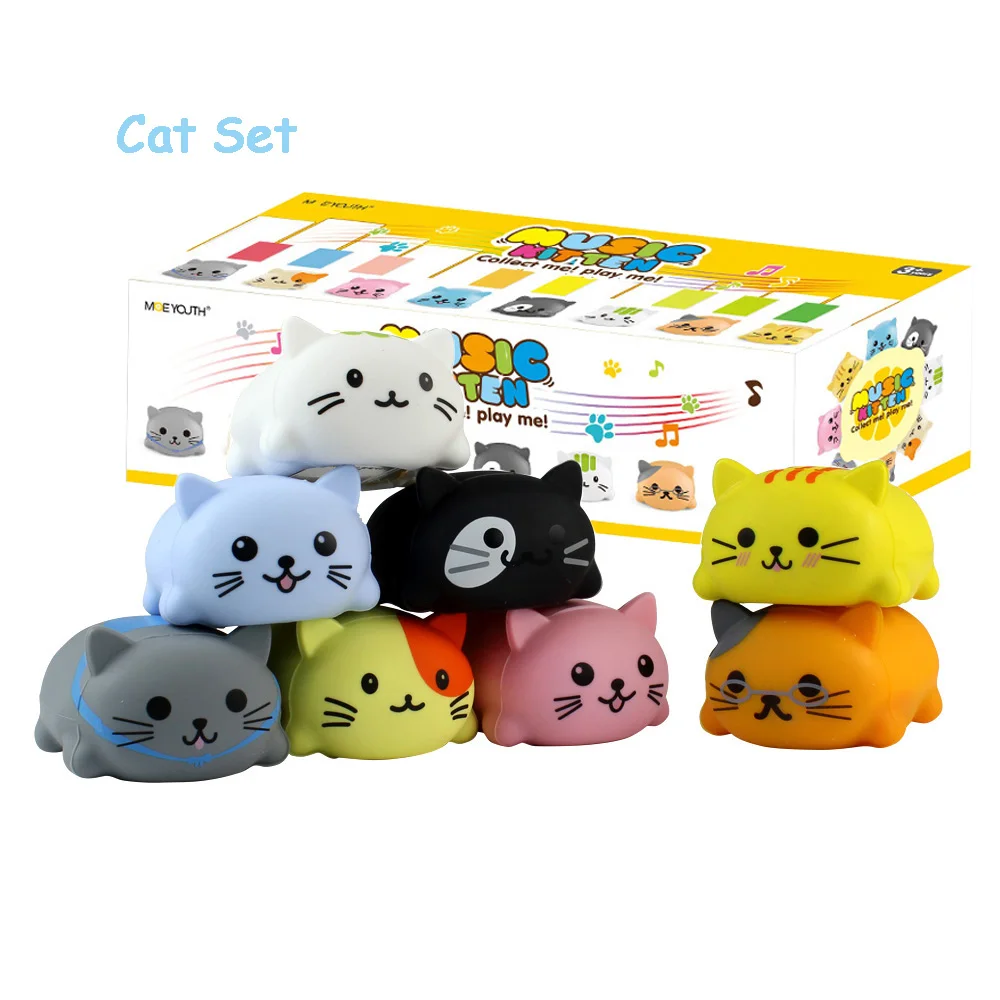 cat set 8 шт./компл. Kawaii Squishy Cat/Собака электрический музыкальный инструмент игрушки набор антистресс Squeeze анти светодио дный стресс светодиодные игрушки креативные подарки - Цвет: cat set