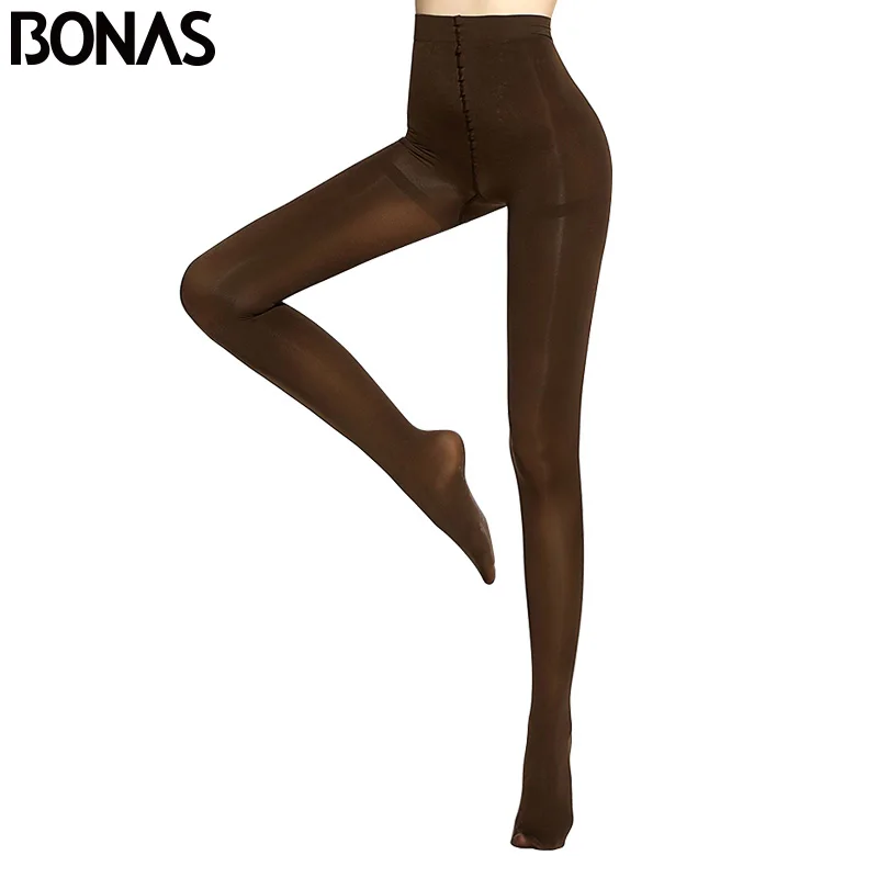 Женские непромокаемые колготки BONAS 200D Осенние однотонные вельветовые тонкие