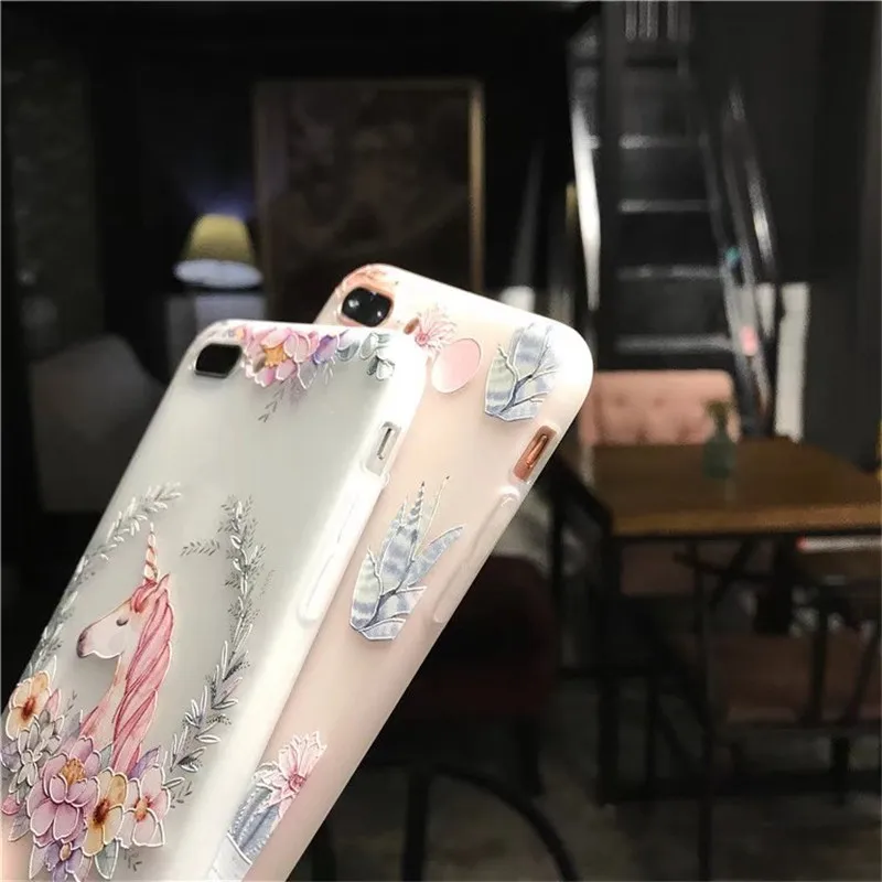 Новый iphone 6/6s/7/8/8 плюс/X мультфильм Единорог для XR mobile shell тиснением цветок кактуса